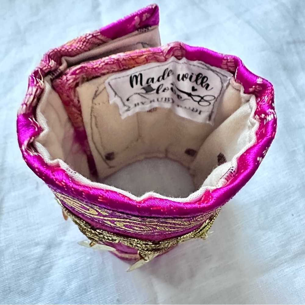 RUBYRUDI Cuff Bracelet Handcrafted OOAK Fabric Embellished Artisan Wearable Art - Picture 9 of 16